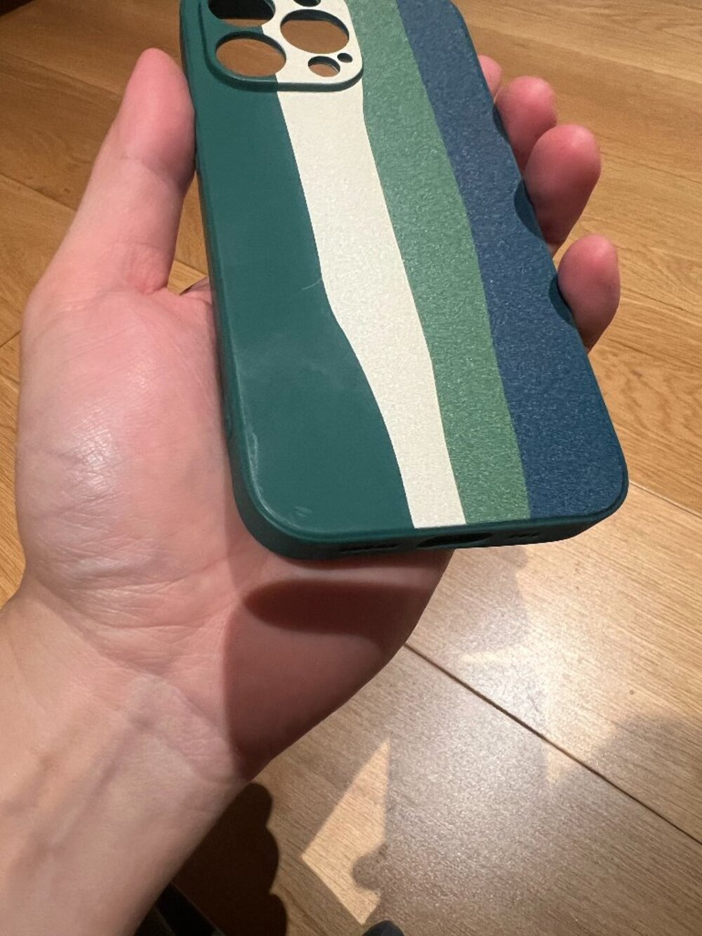 Green Blue White Striped Silicone Case for iPhone